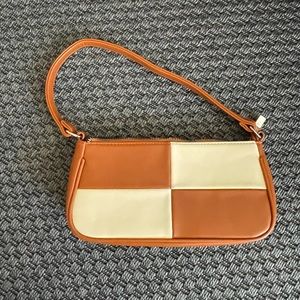 Brown Checker Shoulder Bag